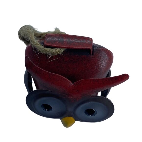 Handcrafted Metal Owl Bell With Rope Hanger Red Black 1.5” Tall Rustic Farm - Picture 5 of 7